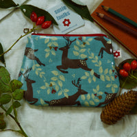 Reindeer print oilcloth small purse by Susie Faulks