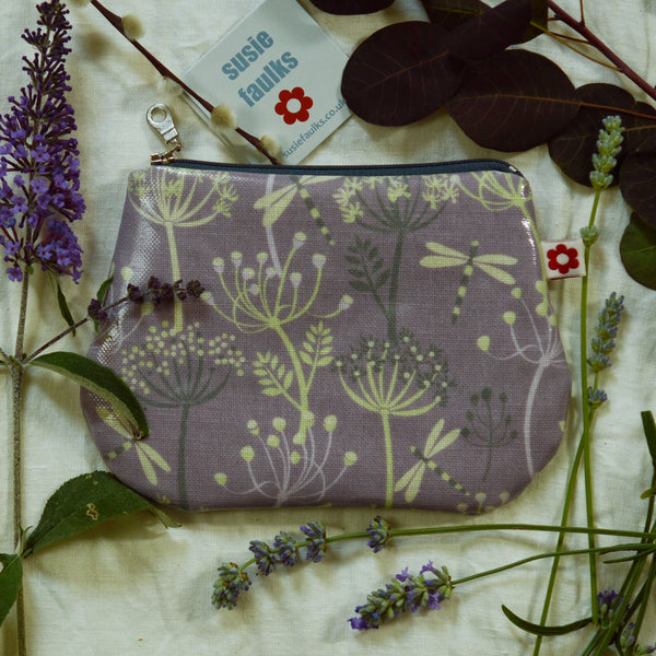 Dragonfly design oilcloth small purse by Susie Faulks