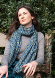 Bloom Blue 100% cotton scarf by Susie Faulks