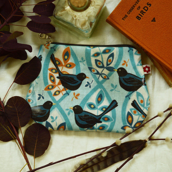 Blackbird small oilcloth purse by Susie Faulks