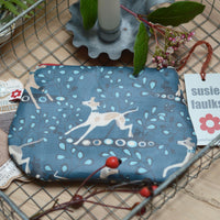 Whippet design oilcloth purse by Susie Faulks
