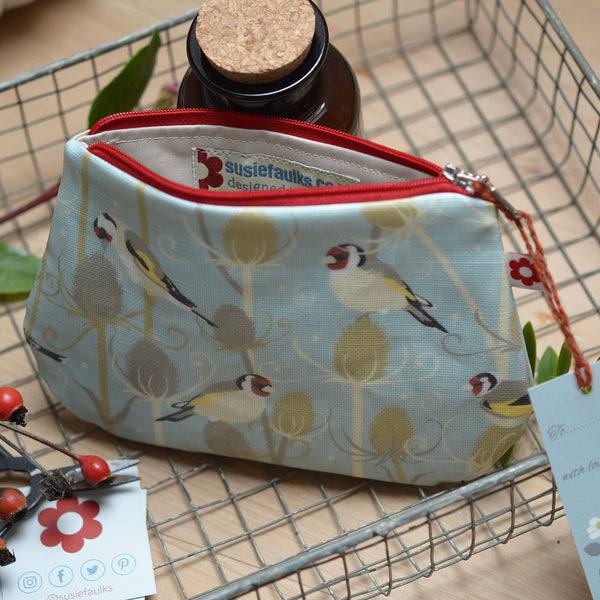 Goldfinch print Small Oilcloth Purse by Susie Faulks