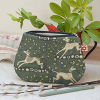 Whippet Green Small Oilcloth Purse