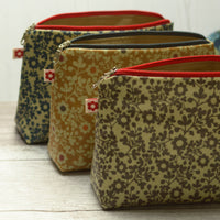 Clover Small Oilcloth Washbag in Navy, Brown or Ochre