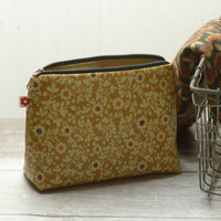 Clover Small Oilcloth Washbag in Navy, Brown or Ochre
