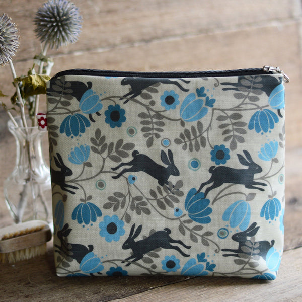 Wild Hare oilcloth wash bag by Susie Faulks
